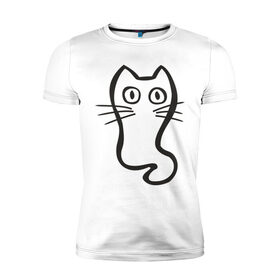 Мужская футболка премиум с принтом Милый котенок в Петрозаводске, 92% хлопок, 8% лайкра | приталенный силуэт, круглый вырез ворота, длина до линии бедра, короткий рукав | 