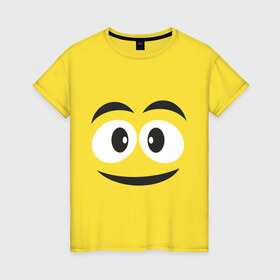 Женская футболка хлопок с принтом Жёлтый смайл в Петрозаводске, 100% хлопок | прямой крой, круглый вырез горловины, длина до линии бедер, слегка спущенное плечо | smile | желтый | лицо | рожа | смайл | смайлик | улыбка