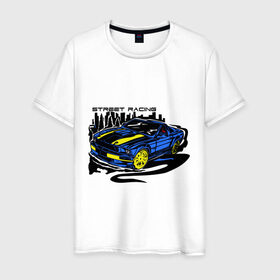 Мужская футболка хлопок с принтом Street racing car (2) в Петрозаводске, 100% хлопок | прямой крой, круглый вырез горловины, длина до линии бедер, слегка спущенное плечо. | 