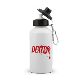 Бутылка спортивная с принтом Dexter - Декстер в Петрозаводске, металл | емкость — 500 мл, в комплекте две пластиковые крышки и карабин для крепления | dexter | декстер | кровь | сериал
