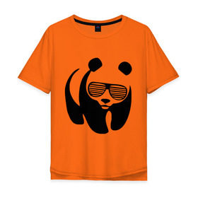 Мужская футболка хлопок Oversize с принтом Панда в очках жалюзи в Петрозаводске, 100% хлопок | свободный крой, круглый ворот, “спинка” длиннее передней части | панда