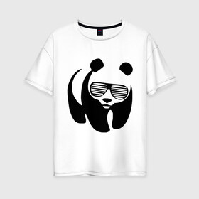 Женская футболка хлопок Oversize с принтом Панда в очках жалюзи в Петрозаводске, 100% хлопок | свободный крой, круглый ворот, спущенный рукав, длина до линии бедер
 | панда