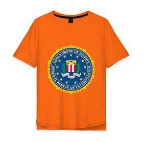 Мужская футболка хлопок Oversize с принтом FBI (Fidelity Bravery Intergrity) в Петрозаводске, 100% хлопок | свободный крой, круглый ворот, “спинка” длиннее передней части | Тематика изображения на принте: 