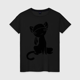 Женская футболка хлопок с принтом Japan cat pitate Yo в Петрозаводске, 100% хлопок | прямой крой, круглый вырез горловины, длина до линии бедер, слегка спущенное плечо | пират