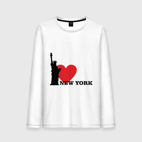 Мужской лонгслив хлопок с принтом I love New York (NY Freedom) в Петрозаводске, 100% хлопок |  | america | cша | new york | usa | америка | нью йорк | статуя свободы