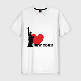 Мужская футболка премиум с принтом I love New York (NY Freedom) в Петрозаводске, 92% хлопок, 8% лайкра | приталенный силуэт, круглый вырез ворота, длина до линии бедра, короткий рукав | america | cша | new york | usa | америка | нью йорк | статуя свободы