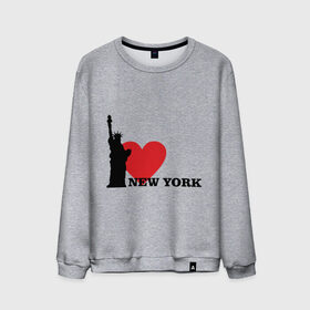 Мужской свитшот хлопок с принтом I love New York (NY Freedom) в Петрозаводске, 100% хлопок |  | america | cша | new york | usa | америка | нью йорк | статуя свободы