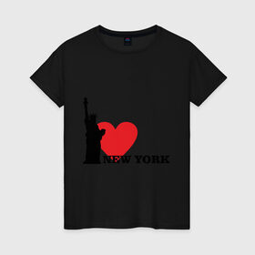 Женская футболка хлопок с принтом I love New York (NY Freedom) в Петрозаводске, 100% хлопок | прямой крой, круглый вырез горловины, длина до линии бедер, слегка спущенное плечо | america | cша | new york | usa | америка | нью йорк | статуя свободы