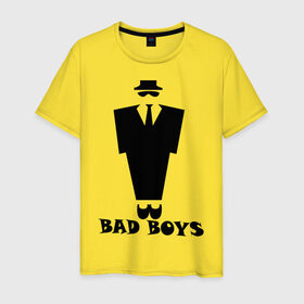 Мужская футболка хлопок с принтом Плохой парниша в Петрозаводске, 100% хлопок | прямой крой, круглый вырез горловины, длина до линии бедер, слегка спущенное плечо. | Тематика изображения на принте: bad boy