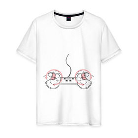 Мужская футболка хлопок с принтом Джойстик в Петрозаводске, 100% хлопок | прямой крой, круглый вырез горловины, длина до линии бедер, слегка спущенное плечо. | джойстик | игра | играть | компьютер | управление