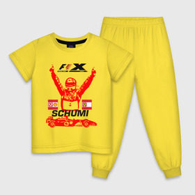Детская пижама хлопок с принтом F1 X Schumaher в Петрозаводске, 100% хлопок |  брюки и футболка прямого кроя, без карманов, на брюках мягкая резинка на поясе и по низу штанин
 | формула 1