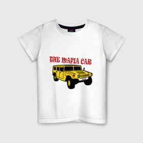 Детская футболка хлопок с принтом Mafia car в Петрозаводске, 100% хлопок | круглый вырез горловины, полуприлегающий силуэт, длина до линии бедер | бандиты | внедорожник | гангстеры | мафия | машина | тачила | тачка