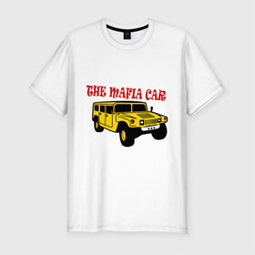 Мужская футболка премиум с принтом Mafia car в Петрозаводске, 92% хлопок, 8% лайкра | приталенный силуэт, круглый вырез ворота, длина до линии бедра, короткий рукав | бандиты | внедорожник | гангстеры | мафия | машина | тачила | тачка