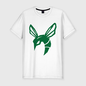 Мужская футболка премиум с принтом Зелёный шершень в Петрозаводске, 92% хлопок, 8% лайкра | приталенный силуэт, круглый вырез ворота, длина до линии бедра, короткий рукав | Тематика изображения на принте: green hornet   зелёный шершень. супер герой из комиксов.зелёный шершень | насекомые | оса | осы | шершень
