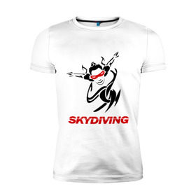 Мужская футболка премиум с принтом Skydiving (1) в Петрозаводске, 92% хлопок, 8% лайкра | приталенный силуэт, круглый вырез ворота, длина до линии бедра, короткий рукав | skydiving | авиационный спорт | парашют | парашютизм | свободное падение | скайдайвинг