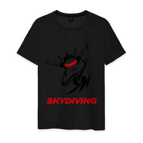 Мужская футболка хлопок с принтом Skydiving (1) в Петрозаводске, 100% хлопок | прямой крой, круглый вырез горловины, длина до линии бедер, слегка спущенное плечо. | skydiving | авиационный спорт | парашют | парашютизм | свободное падение | скайдайвинг