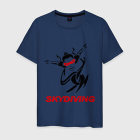 Мужская футболка хлопок с принтом Skydiving в Петрозаводске, 100% хлопок | прямой крой, круглый вырез горловины, длина до линии бедер, слегка спущенное плечо. | skydiving | авиационный спорт | парашют | парашютизм | свободное падение | скайдайвинг