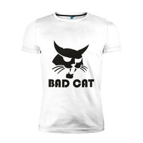 Мужская футболка премиум с принтом Bad cat в Петрозаводске, 92% хлопок, 8% лайкра | приталенный силуэт, круглый вырез ворота, длина до линии бедра, короткий рукав | bad cat | киса | коты | кошка | кошки