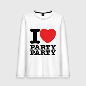 Мужской лонгслив хлопок с принтом I Love Party в Петрозаводске, 100% хлопок |  | i love | party | вечеринка | диско | дискотека | люблю тусоваться | танцы | туса | тусить | тусовка | я люблю