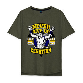 Мужская футболка хлопок Oversize с принтом WWE John Cena Never Give Up (3) в Петрозаводске, 100% хлопок | свободный крой, круглый ворот, “спинка” длиннее передней части | джон сина