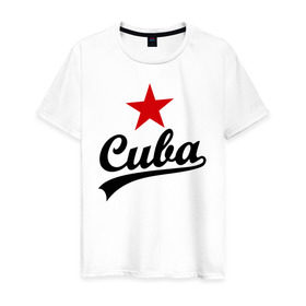 Мужская футболка хлопок с принтом Куба - Cuba в Петрозаводске, 100% хлопок | прямой крой, круглый вырез горловины, длина до линии бедер, слегка спущенное плечо. | звезда | куба | надпись | остров свободы