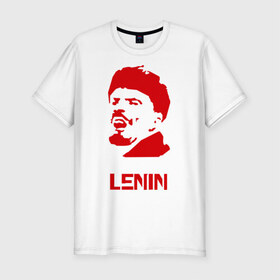 Мужская футболка премиум с принтом Ленин (2) в Петрозаводске, 92% хлопок, 8% лайкра | приталенный силуэт, круглый вырез ворота, длина до линии бедра, короткий рукав | герб | коммунизм | ленин | молот | серп | советский | социализм | союз | ссср