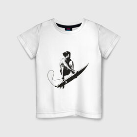 Детская футболка хлопок с принтом На гребне волны в Петрозаводске, 100% хлопок | круглый вырез горловины, полуприлегающий силуэт, длина до линии бедер | surf | surfing | на гребне волны | серф | серфер | серфинг