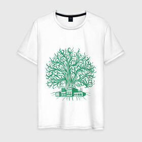Мужская футболка хлопок с принтом Экология в Петрозаводске, 100% хлопок | прямой крой, круглый вырез горловины, длина до линии бедер, слегка спущенное плечо. | дерево | орнамент | узор