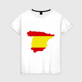Женская футболка хлопок с принтом Испания (Spain) в Петрозаводске, 100% хлопок | прямой крой, круглый вырез горловины, длина до линии бедер, слегка спущенное плечо | spain | государство | европа | европейский | испания | карта | мадрид | флаг