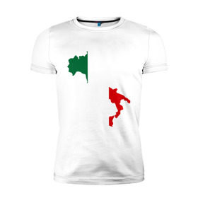 Мужская футболка премиум с принтом Италия (Italy) в Петрозаводске, 92% хлопок, 8% лайкра | приталенный силуэт, круглый вырез ворота, длина до линии бедра, короткий рукав | italy | государство | европа | европейский | италия | карта | рим | флаг