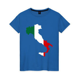 Женская футболка хлопок с принтом Италия (Italy) в Петрозаводске, 100% хлопок | прямой крой, круглый вырез горловины, длина до линии бедер, слегка спущенное плечо | italy | государство | европа | европейский | италия | карта | рим | флаг