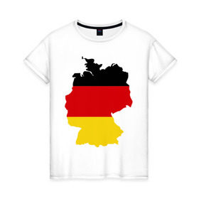 Женская футболка хлопок с принтом Германия (Germany) в Петрозаводске, 100% хлопок | прямой крой, круглый вырез горловины, длина до линии бедер, слегка спущенное плечо | germany | германия | государство | европа | европейский | немцы | флаг