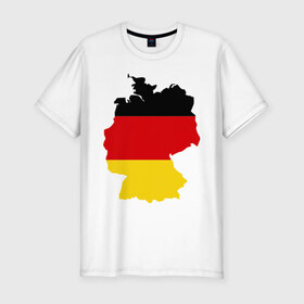 Мужская футболка премиум с принтом Германия (Germany) в Петрозаводске, 92% хлопок, 8% лайкра | приталенный силуэт, круглый вырез ворота, длина до линии бедра, короткий рукав | germany | германия | государство | европа | европейский | немцы | флаг