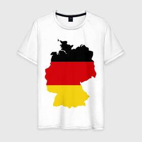Мужская футболка хлопок с принтом Германия (Germany) в Петрозаводске, 100% хлопок | прямой крой, круглый вырез горловины, длина до линии бедер, слегка спущенное плечо. | germany | германия | государство | европа | европейский | немцы | флаг