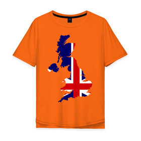 Мужская футболка хлопок Oversize с принтом Великобритания (Great Britain) в Петрозаводске, 100% хлопок | свободный крой, круглый ворот, “спинка” длиннее передней части | great britain | англия | британия | британский | великобритания | королевский | флаг