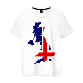 Мужская футболка хлопок с принтом Великобритания (Great Britain) в Петрозаводске, 100% хлопок | прямой крой, круглый вырез горловины, длина до линии бедер, слегка спущенное плечо. | Тематика изображения на принте: great britain | англия | британия | британский | великобритания | королевский | флаг