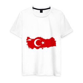 Мужская футболка хлопок с принтом Турция (Turkey) в Петрозаводске, 100% хлопок | прямой крой, круглый вырез горловины, длина до линии бедер, слегка спущенное плечо. | turkey | символ | страна | турция | флаг
