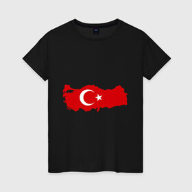 Женская футболка хлопок с принтом Турция (Turkey) в Петрозаводске, 100% хлопок | прямой крой, круглый вырез горловины, длина до линии бедер, слегка спущенное плечо | turkey | символ | страна | турция | флаг