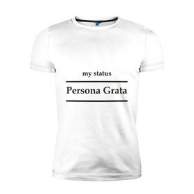 Мужская футболка премиум с принтом Persona Grata в Петрозаводске, 92% хлопок, 8% лайкра | приталенный силуэт, круглый вырез ворота, длина до линии бедра, короткий рукав | club | persona grata | клуб | персона грата | статус