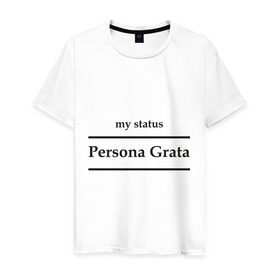 Мужская футболка хлопок с принтом Persona Grata в Петрозаводске, 100% хлопок | прямой крой, круглый вырез горловины, длина до линии бедер, слегка спущенное плечо. | club | persona grata | клуб | персона грата | статус