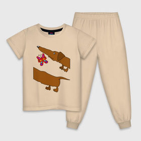 Детская пижама хлопок с принтом Такса и бабочка в Петрозаводске, 100% хлопок |  брюки и футболка прямого кроя, без карманов, на брюках мягкая резинка на поясе и по низу штанин
 | бабочка