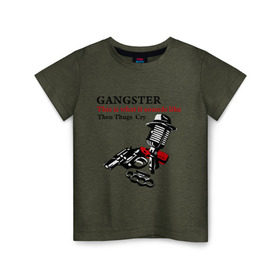 Детская футболка хлопок с принтом Gangster mafia в Петрозаводске, 100% хлопок | круглый вырез горловины, полуприлегающий силуэт, длина до линии бедер | gangsters | гангстеры | костет | мафия | оружие | пистолет | револьвер