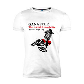 Мужская футболка премиум с принтом Gangster mafia в Петрозаводске, 92% хлопок, 8% лайкра | приталенный силуэт, круглый вырез ворота, длина до линии бедра, короткий рукав | Тематика изображения на принте: gangsters | гангстеры | костет | мафия | оружие | пистолет | револьвер