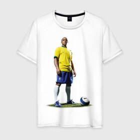 Мужская футболка хлопок с принтом Roberto Carlos в Петрозаводске, 100% хлопок | прямой крой, круглый вырез горловины, длина до линии бедер, слегка спущенное плечо. | 