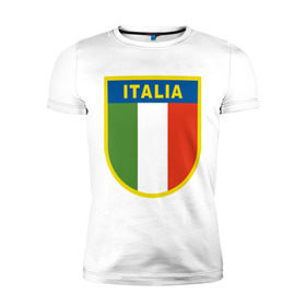 Мужская футболка премиум с принтом Италия в Петрозаводске, 92% хлопок, 8% лайкра | приталенный силуэт, круглый вырез ворота, длина до линии бедра, короткий рукав | государство | европа | европейский | италия | флаг