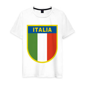 Мужская футболка хлопок с принтом Италия в Петрозаводске, 100% хлопок | прямой крой, круглый вырез горловины, длина до линии бедер, слегка спущенное плечо. | Тематика изображения на принте: государство | европа | европейский | италия | флаг