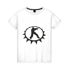 Женская футболка хлопок с принтом Counter strike (spiked) в Петрозаводске, 100% хлопок | прямой крой, круглый вырез горловины, длина до линии бедер, слегка спущенное плечо | 