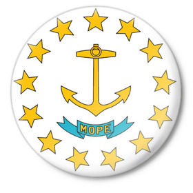 Значок с принтом Якорь в Петрозаводске,  металл | круглая форма, металлическая застежка в виде булавки | для моряков | звезды | море | морской флот | морякам | плавание | флот | якорь. корабли