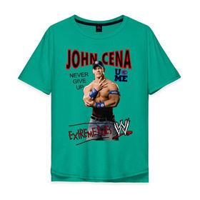 Мужская футболка хлопок Oversize с принтом John Cena Extreme Rules в Петрозаводске, 100% хлопок | свободный крой, круглый ворот, “спинка” длиннее передней части | wwe | бои без правил | джон сина