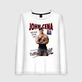 Женский лонгслив хлопок с принтом John Cena Extreme Rules в Петрозаводске, 100% хлопок |  | wwe | бои без правил | джон сина